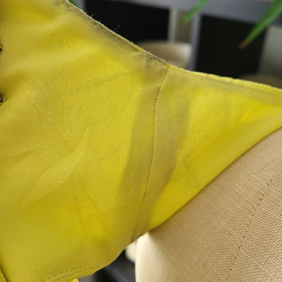 [NWT] Neon Yellow-green Floral Jacquard Mini dress - Picture 6 of 6